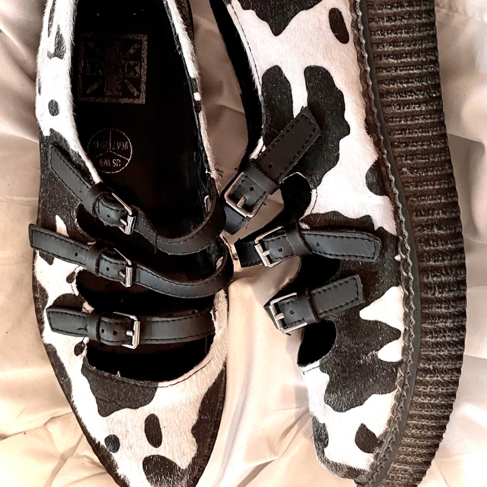 t.u.k. platform loafer/mary janes cow print size 9